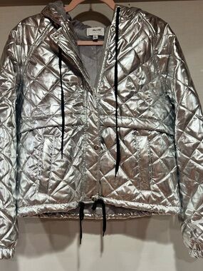 New Look Silver Quilted Hooded Jacket